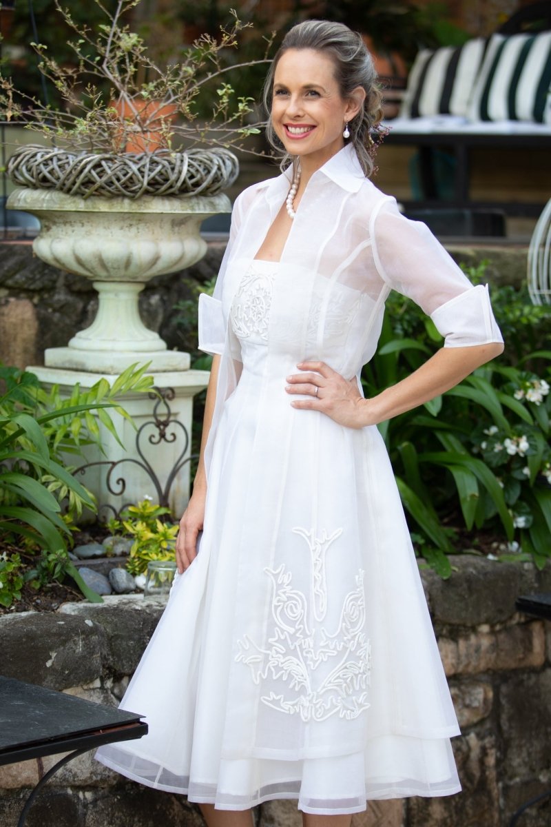 jasmine lace dress Women's Jasmine Mermaid Off-Shoulder Lace Midi Dress XXS/XS/S/M/L White MEAN BLVD S / White