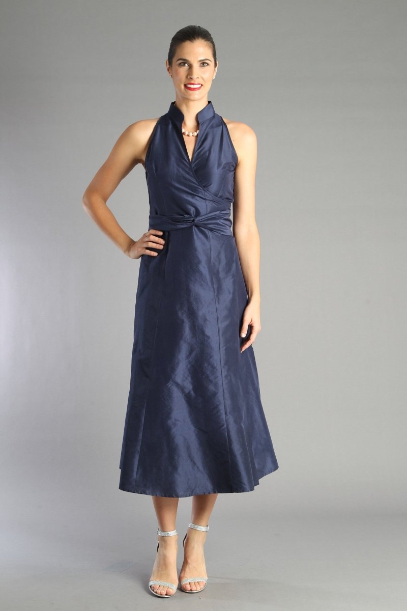 Pure Silk Wrap Dress - For the Mother of the Bride and Groom M / Midnight Blue Pure Silk Wrap Dress - For the Mother of the Bride and Groom M / Midnight Blue