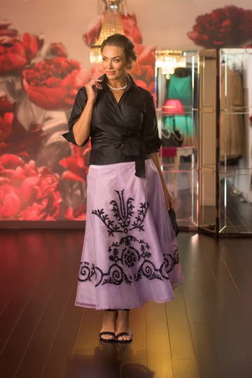 Pure Silk Lace Applique Skirt