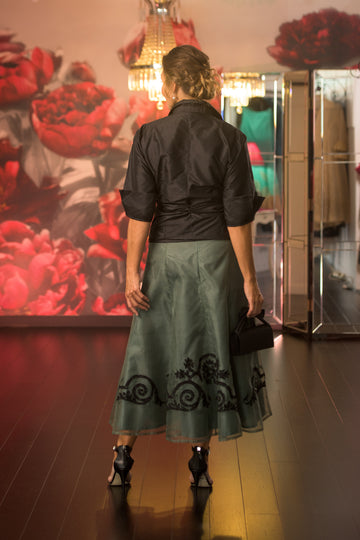 Pure Silk Lace Applique Skirt