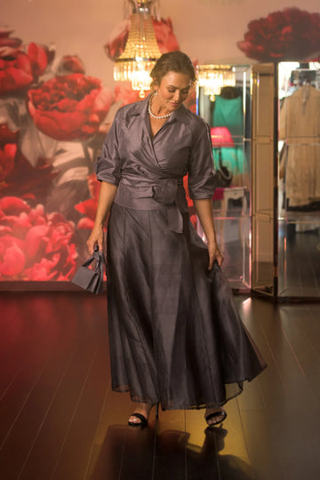 Pure Silk Pansy Skirt Gown Length