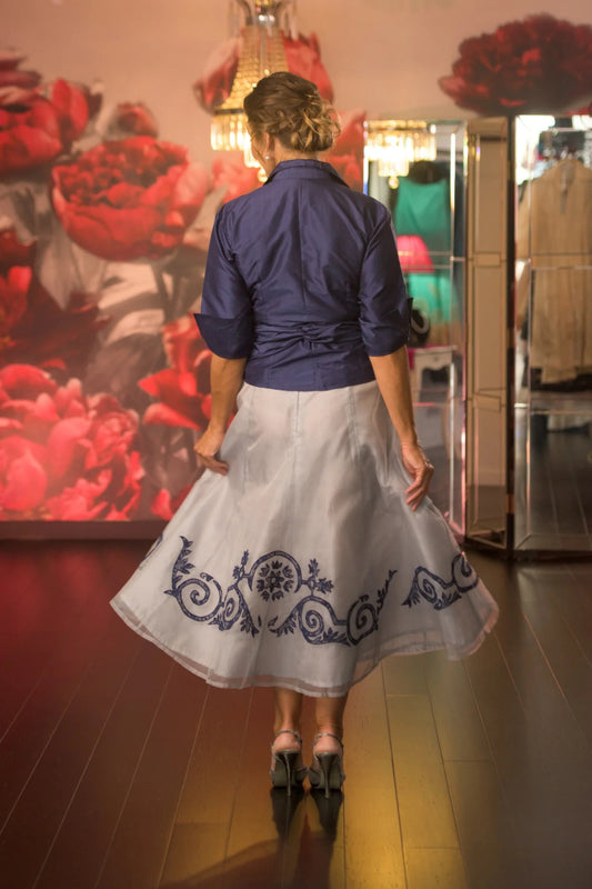 Pure Silk Lace Applique Skirt - Living Silk