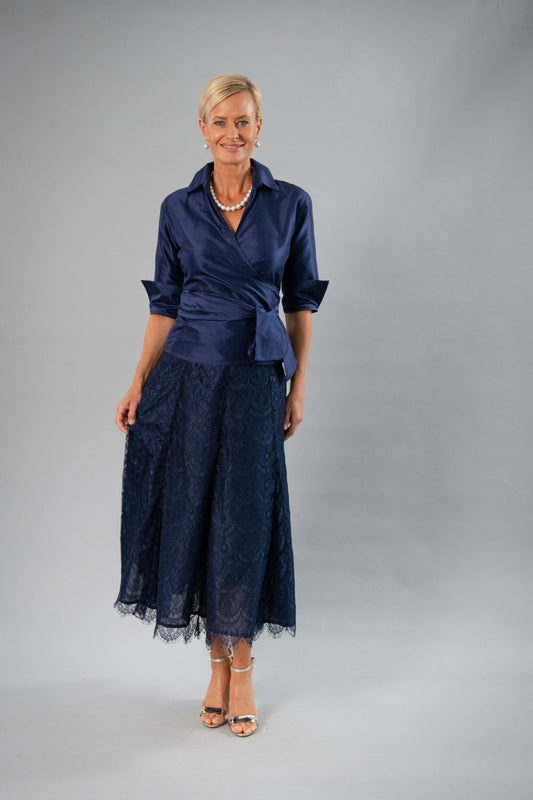 Scalloped Lace Tea Length Pansy Skirt - Living Silk