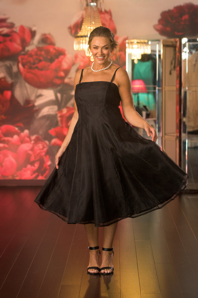 Living Silk Tea Length Dress Black Living Silk Dresses
