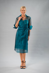 Cocktail Organza Wrap Dress - Teal