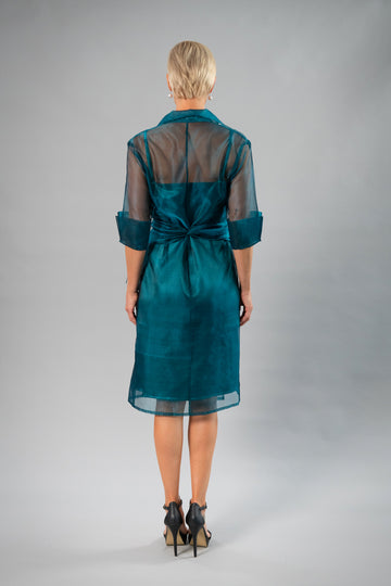 Pure Silk Organza Cocktail Wrap Dress