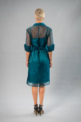 Cocktail Organza Wrap Dress - Teal