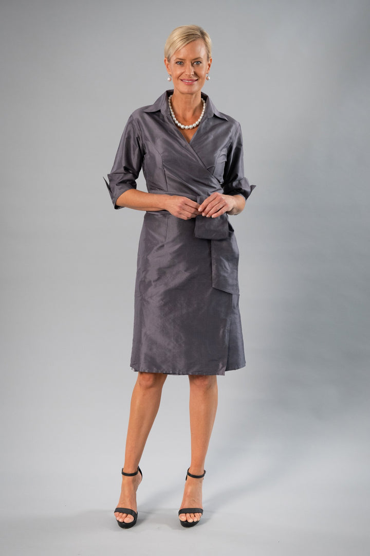 Cocktail Wrap Dress - Gunmetal