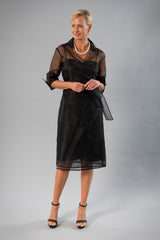 Cocktail Organza Wrap Dress - Black