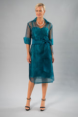 Cocktail Organza Wrap Dress - Teal