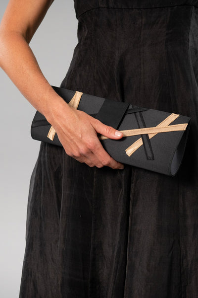 Ribbon Clutch - Black and Gold