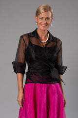 Organza Classic Wrap Shirt - Black