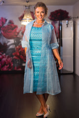 Organza Coat Plain - Aquamarine