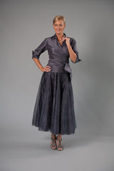 Gunmetal Classic Wrap Shirt and Long Bohemian Skirt for the Mother of the Bride / Groom from Living Silk