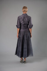 Gunmetal Classic Wrap Shirt and Long Bohemian Skirt for the Mother of the Bride / Groom from Living Silk