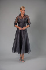 Gunmetal Pure Silk Classic Wrap Shirt and Long Pansy Skirt for the Mother of the Bride / Groom from Living Silk