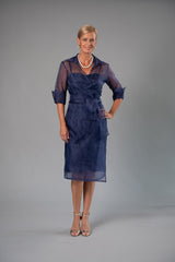 Cocktail Organza Wrap Dress - Midnight Blue