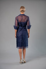 Cocktail Organza Wrap Dress - Midnight Blue