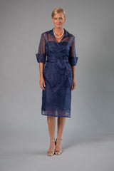 Cocktail Organza Wrap Dress - Midnight Blue
