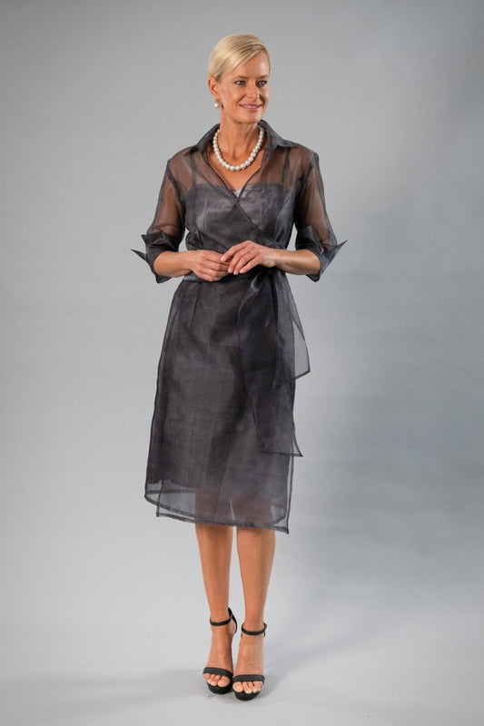 Pure Silk Organza Cocktail Wrap Dress - Living Silk